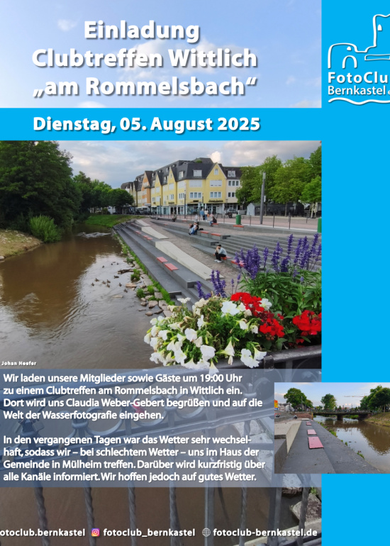 Einladung Clubabend Wasserfotografie